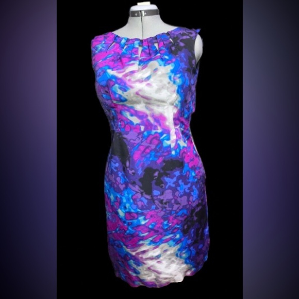Worthington Aurora Print Sheath dress, fully lined sz 6 p